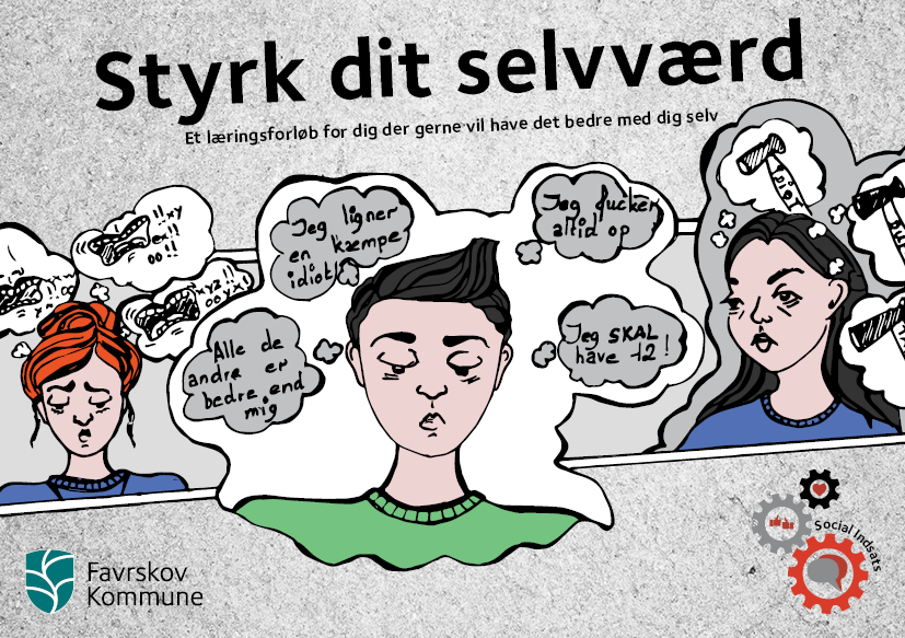 Forside fra postkort med information om forløbet Styrk dit selvværd